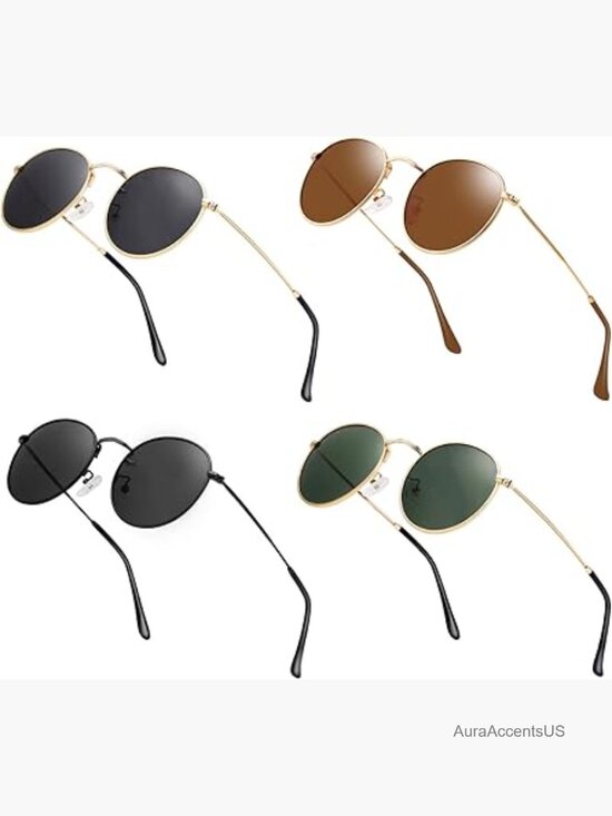 Small Round Polarized Sunglasses Metal Frame Mirror Lens Retro Unisex Sun